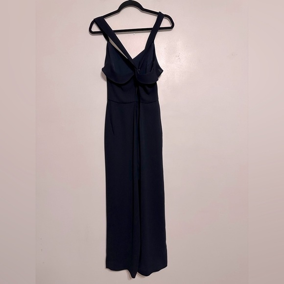 Reiss Amika Crepe Wide Leg Ruffle Sleeveless Cutout Jumpsuit Navy Blue Size 6 - Picture 6 of 10